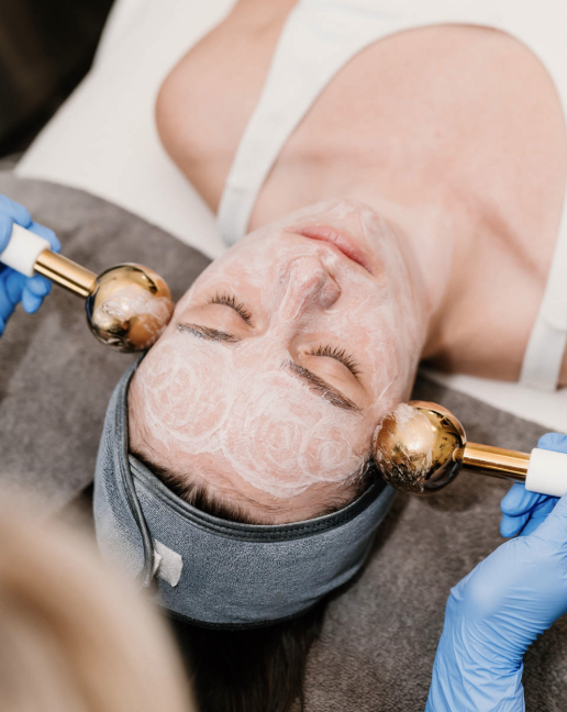 Close up of a client receiving a facial